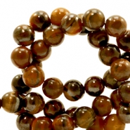 Perline in pietra naturale Occhio di tigre 6mm marrone scuro