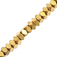 Perline di ematite sfaccettata rondella oro