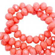 Perline sfaccettate 3x4mm rondella rosso corallo-effetto perlato