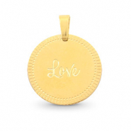 Ciondoli in acciaio inossidabile 15mm con scritta 'love' Mix & Match oro