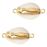 Perline di conchiglia prodotti speciali distanziatore conchiglia ciprea beige crema-oro