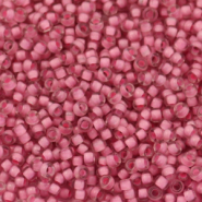 Rocailles Miyuki 11/0 Semi frosted light raspberry lined crystal 11-1931