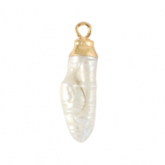 BQ Perle di acqua dolce ciondolo tubo oro-bianco naturale