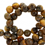 Perline in pietra naturale Occhio di tigre 6mm marrone multicolore