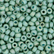 Rocailles Miyuki 8/0 Opaque glazed frosted rainbow celadon green 8-4701