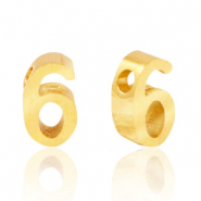 Perline in acciaio inossidabile con disegno numero 6 oro