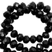 Perline sfaccettate 6x4 mm rondella nero giaietto-effetto perlato