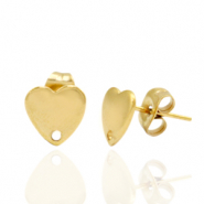 Orecchini in acciaio inossidabile cuore con anellino oro