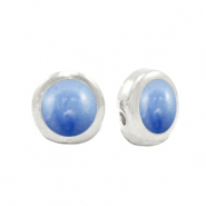 Perline di metallo DQ blu perlato-argento antico (privo di nichel)