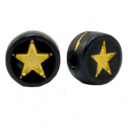 Perline alfabeto in acrilico stella Nero-oro