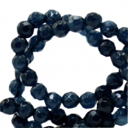 Perline in pietra naturale 4mm giada sfaccettata blu scuro