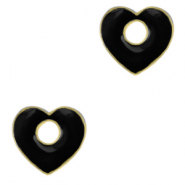 Metallo TQ in ottone ciondolo cuore oro-nero