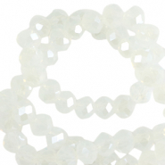 Perline sfaccettate 6x4 mm rondella cristallo latteo-effetto perlato