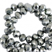 Perline sfaccettate 3x2mm rondella argento-effetto perlato