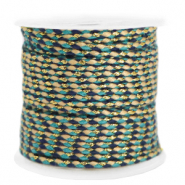 Cordoncino intrecciato alla moda 2mm oro-blu scuro