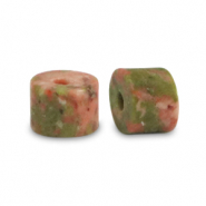 Perline di pietra naturale Granito a dischetto 3x2mm rosso-verde oliva