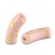 Perline in acrilico tubo opaca rosa chiaro-oro