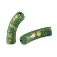 Perline in acrilico tubo opaca verde scuro-oro