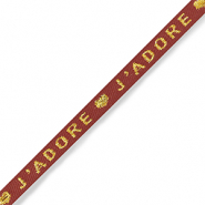 Nastro con testo "j'adore" rosso ruggine