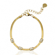 Bracciali in acciaio inossidabile catena serpente cristallo oro-cristallo