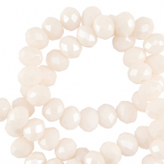 Perline sfaccettate 4x3mm rondella bianco vaniglia-effeto perlato
