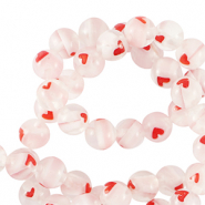 Perline Millefiori cuore 6mm trasparente-rosso
