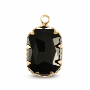 Pendenti di vetro Crystal Glass rettangolo nero giaietto-oro
