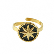 Anelli in acciaio inossidabile stella oro-nero