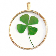 Ciondoli con fiore secchi oro-verde