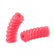 Perline in acrilico tubo spirale rosso corallo neon