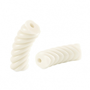 Perline in acrilico tubo spirale biancastro