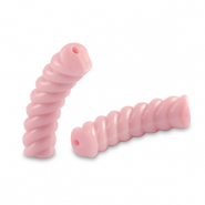 Perline in acrilico tubo spirale rosa chiaro
