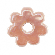 Perline di ceramica greca DQ fiore rosa pallido