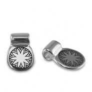 Passanti di metallo DQ fiore argento antico (privo di nichel)