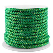 Cordoncino alla moda 3mm verde smeraldo-oro