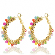 Orecchini in acciaio inossidabile sfacettate multicolore-oro