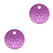 Ciondoli accattivanti fiore 16mm viola lilla metallico