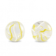 Perline di vetro dipinte a mano 14mm trasparente-giallo bianco