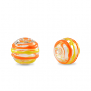 Perline di vetro dipinte a mano 8mm trasparente-giallo arancio