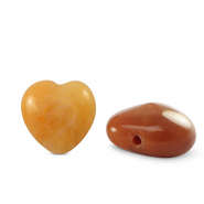 Perline in pietra naturale Quarzo Avventurina cuore arancione rame