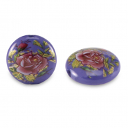 Perline di vetro 14mm fiore blu cobalto-rosso rosa