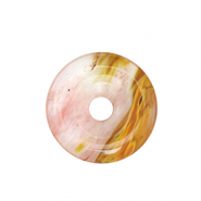 Perline in pietra naturale vetro donut 25mm marrone-trasparente