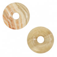 Perline in pietra naturale Diaspro donut 20mm beige-rosa