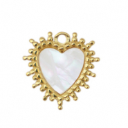 Ciondoli in acciaio inossidabile conchiglia cuore oro-bianco (colore naturale)