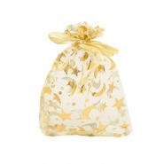 Sacchetti in organza 7x9cm luna e stella giallo oro-oro