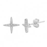 Metallo TQ in ottone orecchini zirconia stella argento