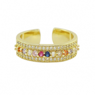 Metallo TQ in ottone anello zirconia oro-multicolore