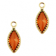 Pendenti di vetro Crystal Glass ovale rosso-oro