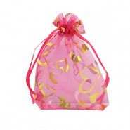 Sacchetti in organza 9x12cm cuore rosa-oro