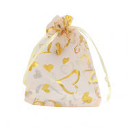 Sacchetti in organza 9x12cm cuore pesca-oro